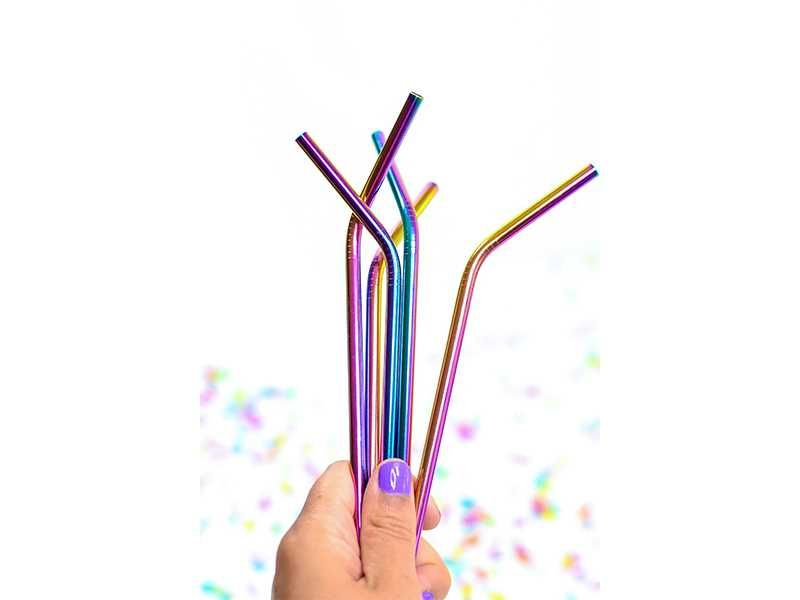 НОВИ! Метални сламки 8 броя комплект + 2 четчици / безоловни BPA-free