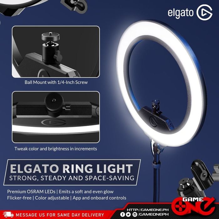 (2в1) Стойка+Освещение Профессиональное для видео Elgato Ring Light