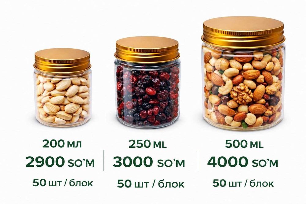 Plastik idishlar Qopqoqli,sifatli,oziq-ovqat va gel,Bonkalar