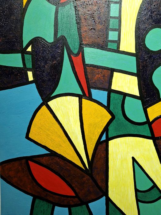 ,,Тих бял Дунав ",акрил върху платно,120см х 120см, оригинал