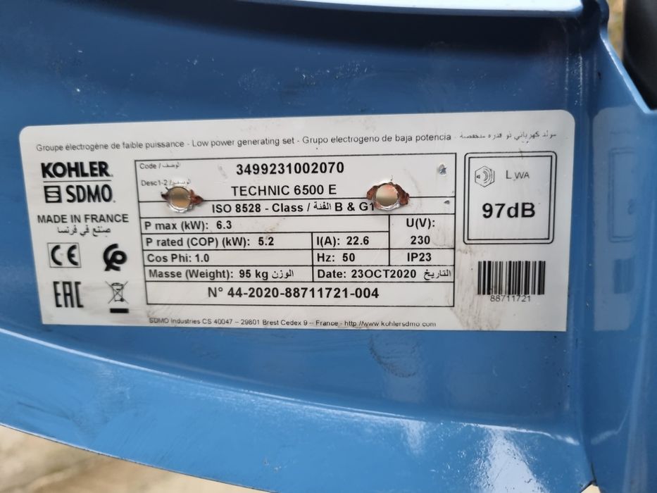 Generator kohler SDMO Technic 6500E