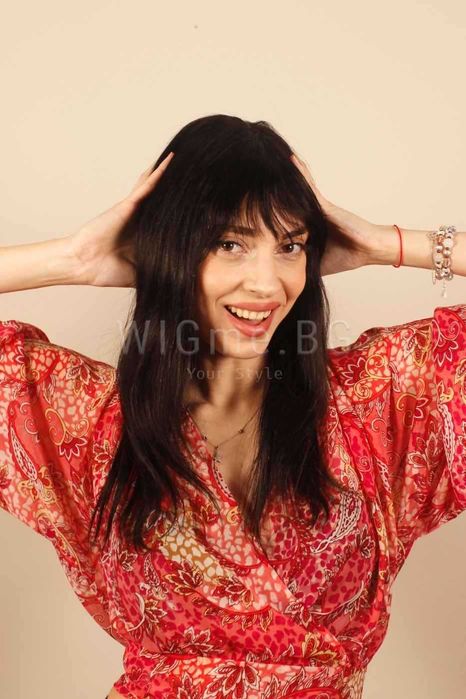 Дълга черна перука от ЕСТЕСТВЕН косъм Нади