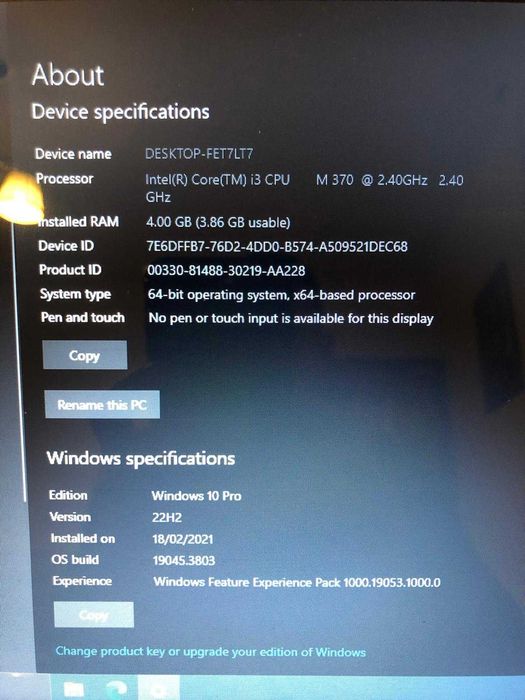 Laptop Fujitsu AH530, Intel i3, RAM 4 GB, HDD 111 GB, 15.6”, DVD-RW