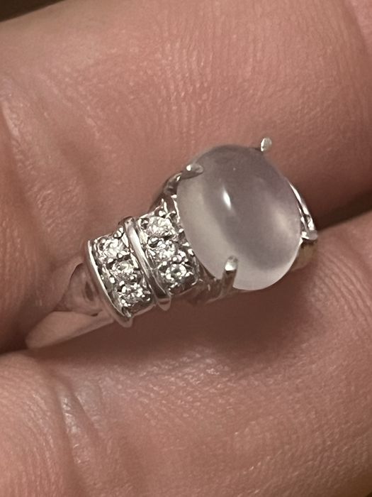 Inel aur alb 9k cu diamante