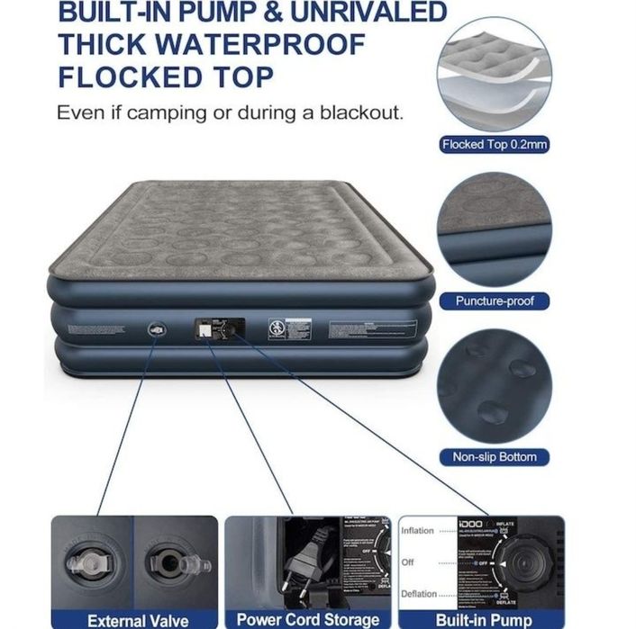 Saltea gonflabila / Saltea pneumatica electrica iDOO, Big Size, 2 pers