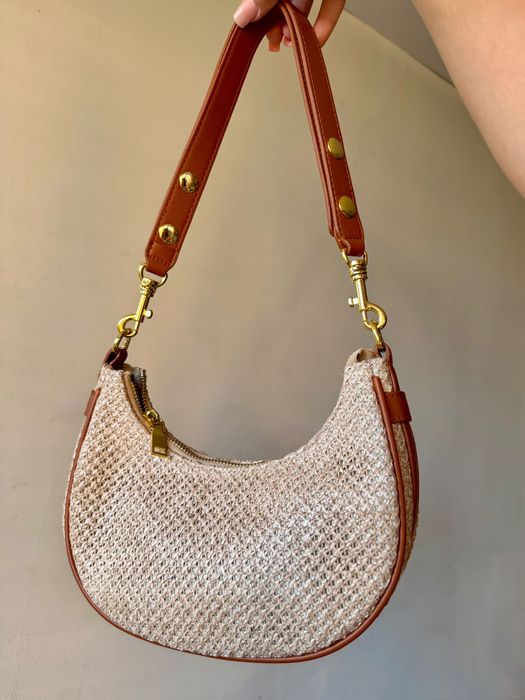 Сламена кафява лятна чанта