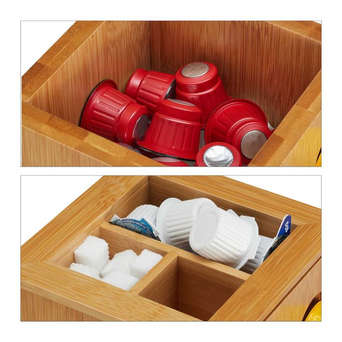 Suport Capsule de Cafea Nespresso 80 bucati Rotativ Bambus 40x14 cm