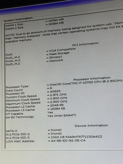 Dell Precision 3240 i7 gen 10 32gb