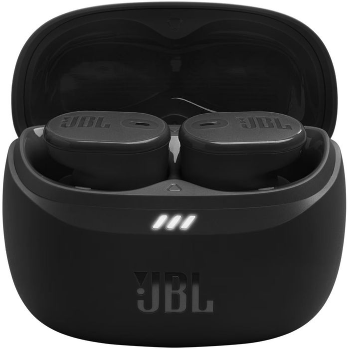 безжичните слушалки JBL Tune Buds 2 в черен цвят.