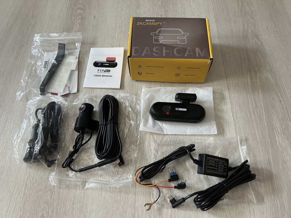 Camera Video Auto/Dash cam DVR, fata si spate, 4K UHD Dual Channel Fata si Spate, 2160p, Wifi + Modul de parcare