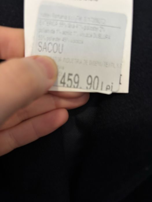 Sacou navy din 55% lana - Zara