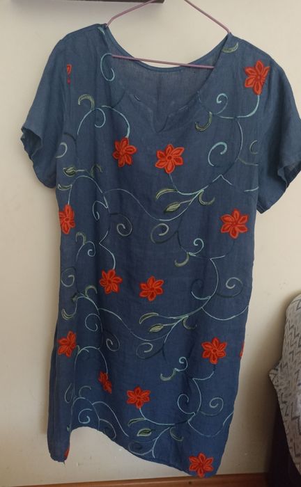 Rochie din in, albastru