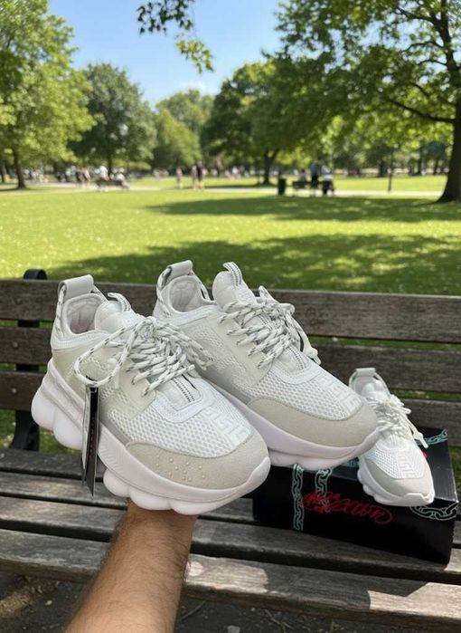 Versace Chain Reaction Alb - Adidasi Premium Piele - Full Box