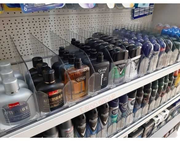 Метални стелажи за стена и остров за козметика и аптека, налични