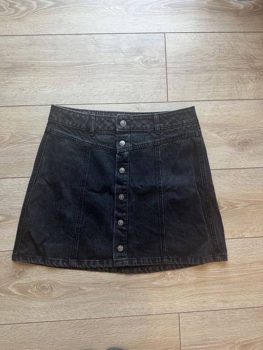 Fusta neagra denim cu capse