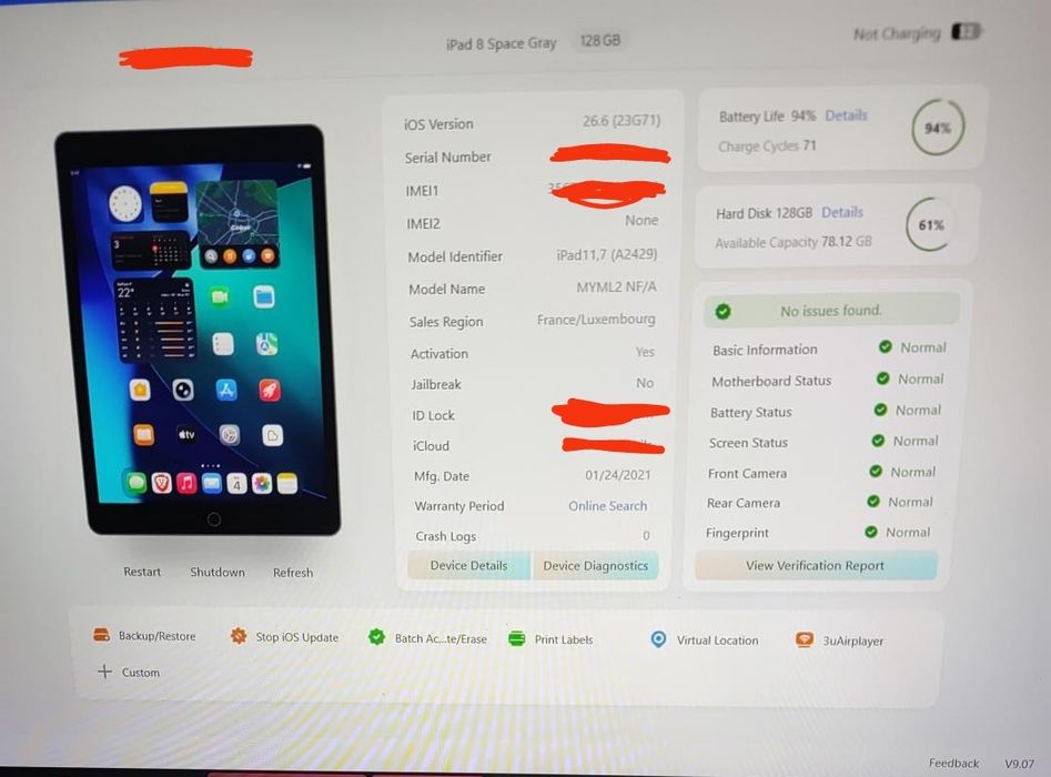 Apple iPad 8 (8th Gen, A2429) 128GB LTE + Wi-Fi | 94% Батерия | Подарък зарядно и кабел
