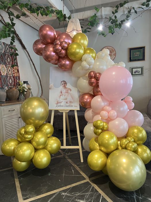 Фотозона с шарами, баннер именной, оформление праздника