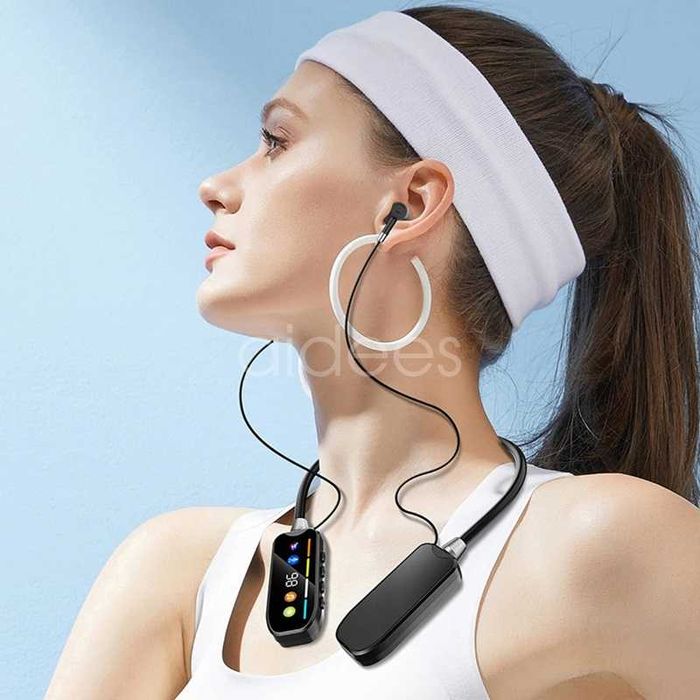 Безжични Bluetooth 5.4 стерео слушалки спорт за врат, слот за SD карта