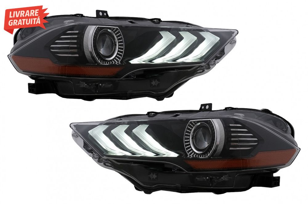 Faruri LED Ford Mustang Facelift (2018-2023) Negru Semnal Dinamic RGB