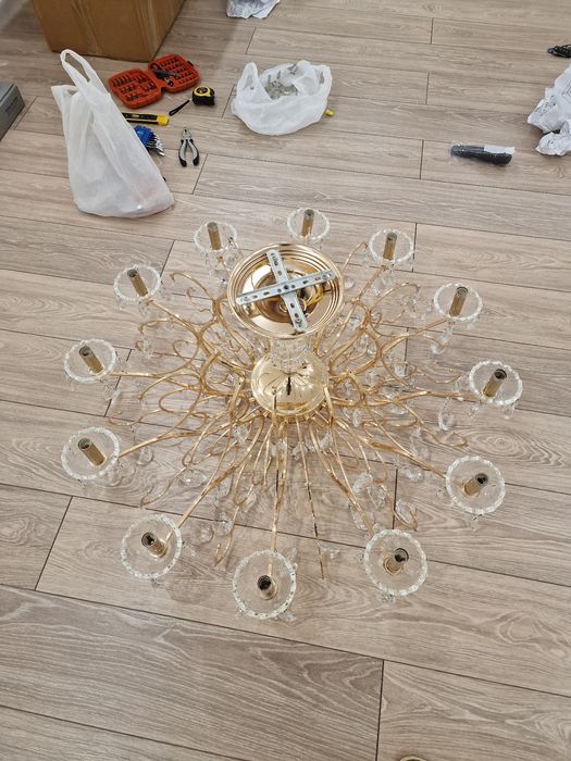 Люстра 12 рожковая хрусталь, золото