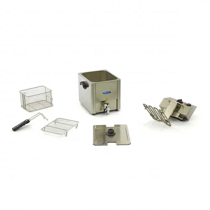 Електрически фритюрник 8 л - кран, студена зона и регулируем термостат