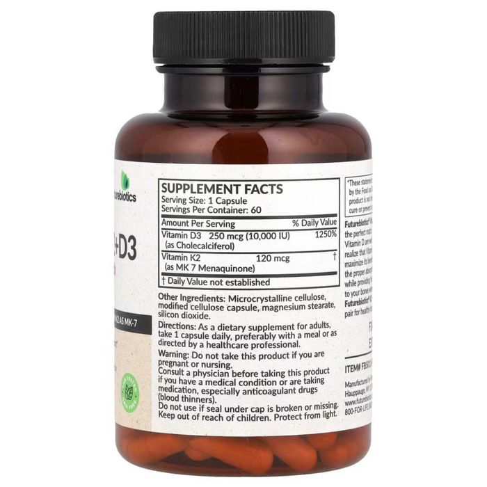 Futurebiotics, Vitamin D3+k2 10000 me, Витамин Д3+К2 10000 доза