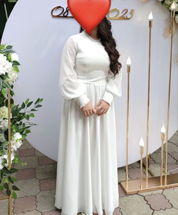 Платье базовое белое на узату