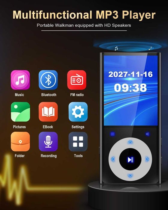 64GB MP3 плейър с Bluetooth 2.4" екран Hi-Fi звук без загуби Bluetooth MP3 плейър