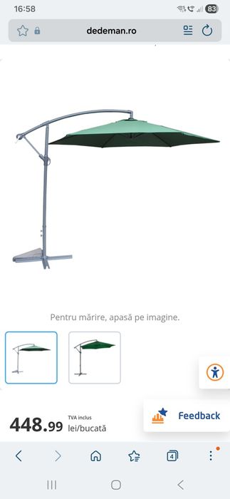 Vand umbrela de soare de gradina