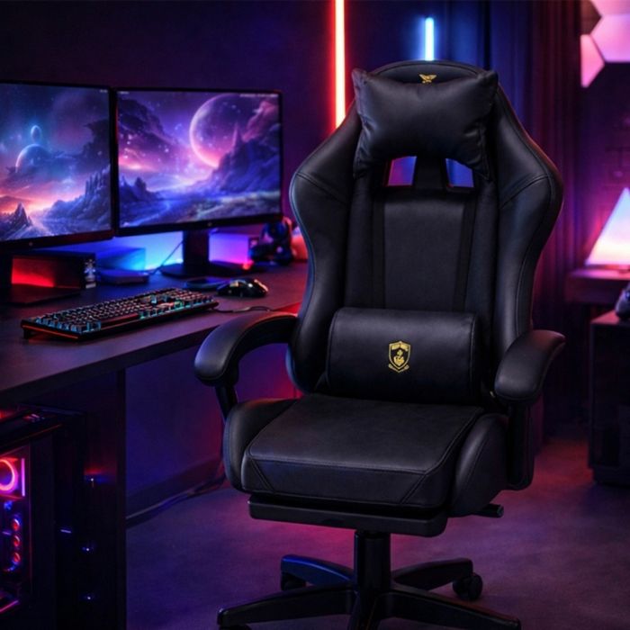 Премиум геймърски стол с масажна функция, поставка за крака и ергономи