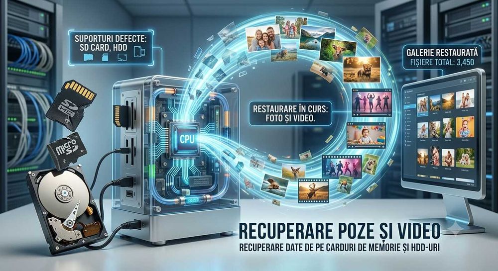 Recuperare Date Card, HDD, SSD, USB, Poze, Video, Documente Pierdute