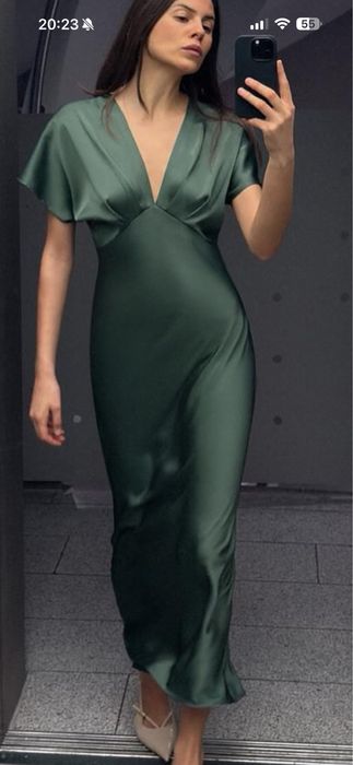 Rochie zara satin lunga perfecta s