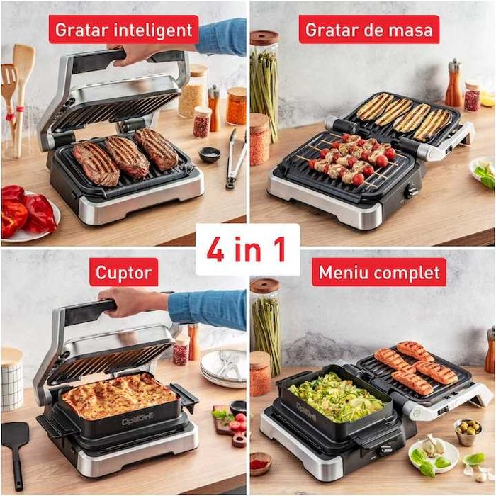 Gratar electric Tefal OptiGrill 4 in 1, GC774D30, 2100W, 9 programe