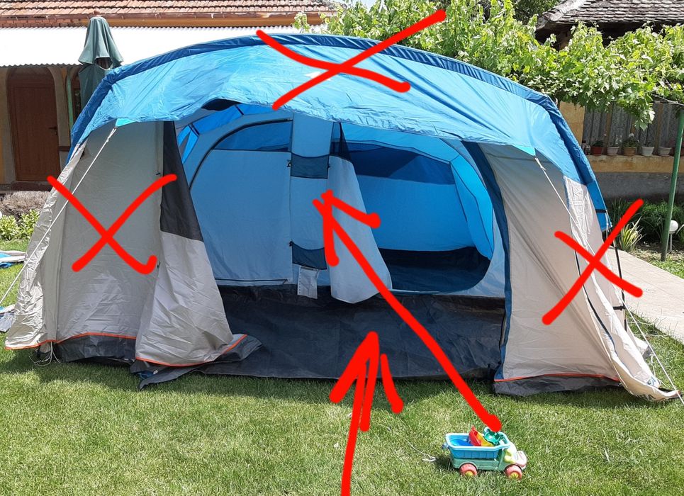 Спално помещение и преддверие на палатка  Quechua Arpenaz familiy 5.2