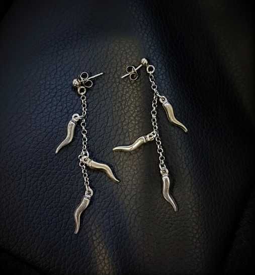 Сребърни висящи обеци с печат 925