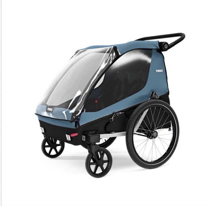 Remorca bicicleta Thule Courier, Aegan Blue pentru  2 copii, max 44 kg