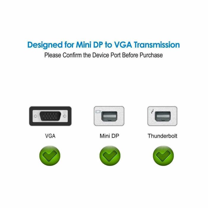 Thunderbolt / Mini Displayport към VGA кабел за Apple Macbook PRO/AIR - НОВ