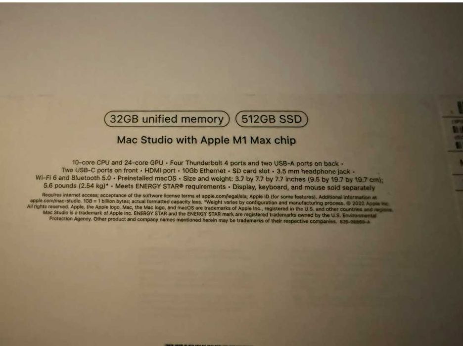 Мини ПК Apple Mac Studio M1 Max (10C CPU/24C GPU) 32G/512G +2TB