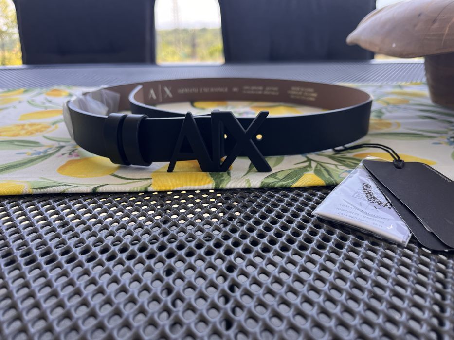 Черен кожен колан Armani Exchange