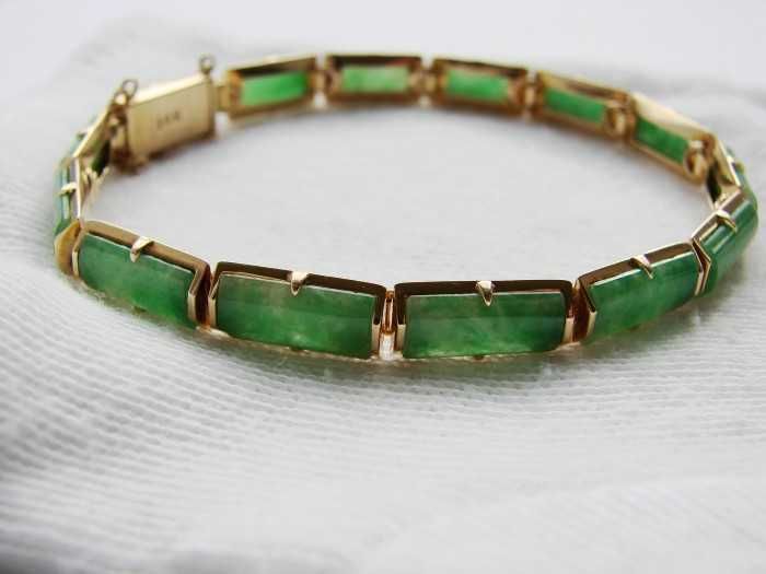 Bratara Aur 14K Cu Jadeit Natural Jad Jade Certificat