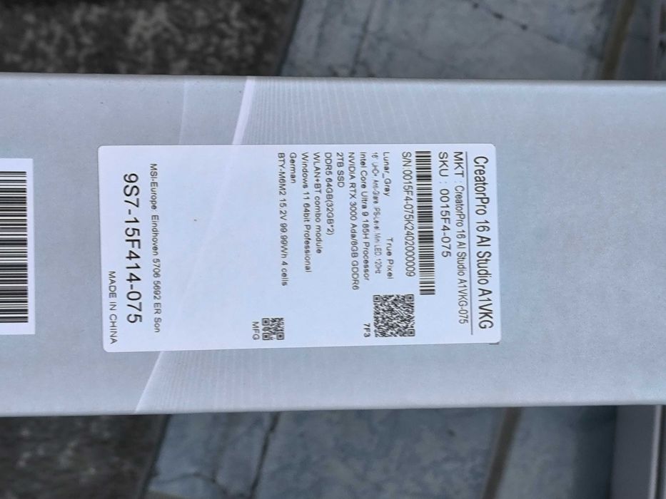 MSI Creator pro 16 ai studio a1vkg 075