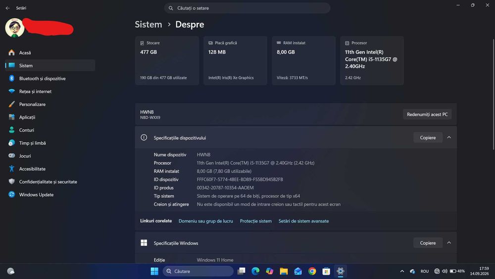 Notebook Huawei D14