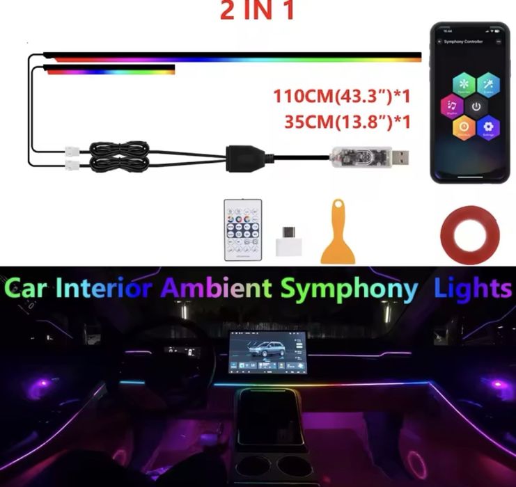 Lumini ambientale pentu bord cu aplicatie pe telefon - Promotie !!