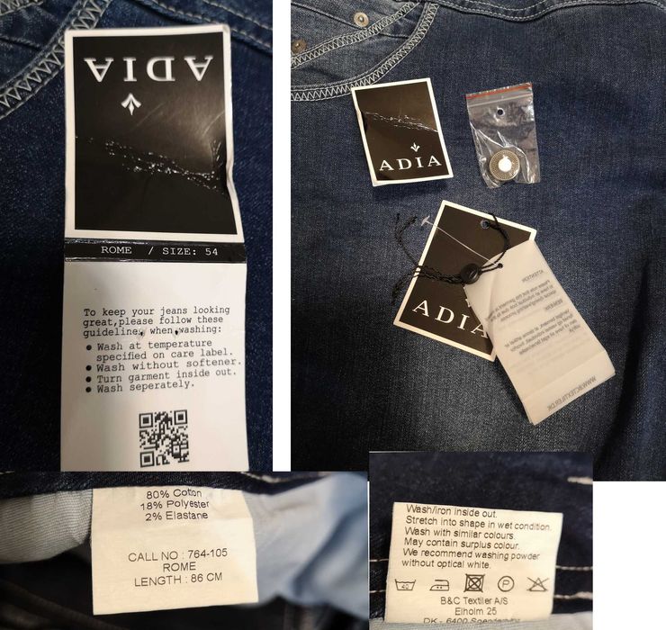 Дамски дънки ADIA ROME голям размер с висока талия. Размер 54.