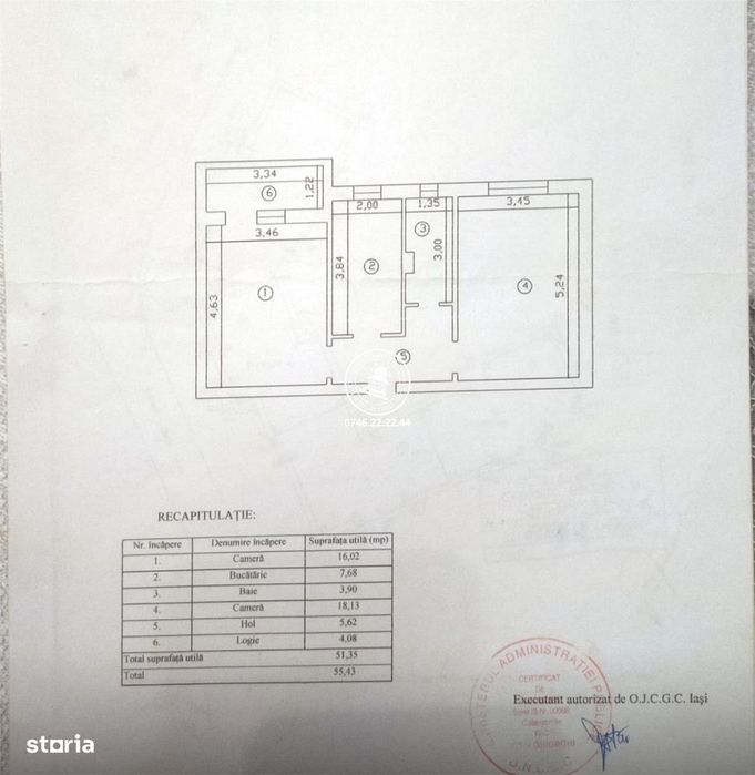 Apartament 2 camere de vanzare – zona linistita, etaj intermediar, com
