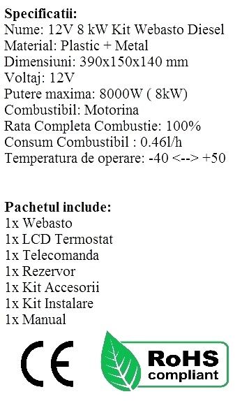 Sirocou Webasto 5 kW 12V Diesel GARANȚIE FACTURĂ încălzitor staționar