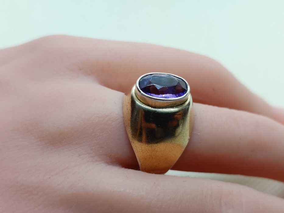 Inel rusesc – argint 875 aurit, piatră violet