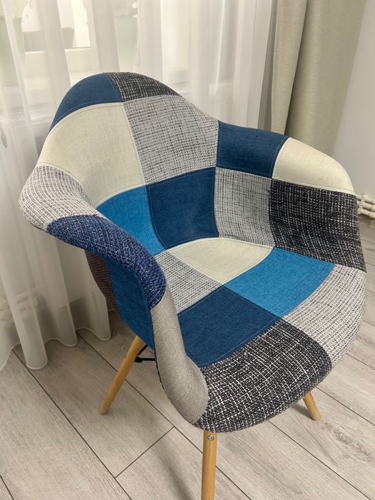 Set 2 scaune tapitate Cosy Sky Heinner Home, picioare lemn, Multicolor