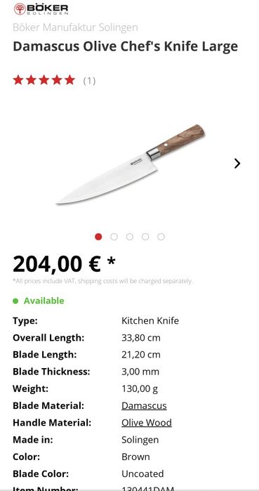 Cutit Bucatar Chef  Böker Damasc