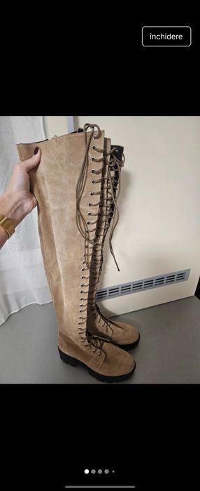 Cizme peste genunghi piele intoarsa